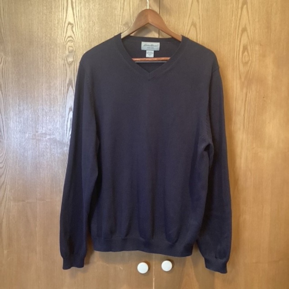 Eddie Bauer Sweater Men's V Neck‎ Dark Navy XL
